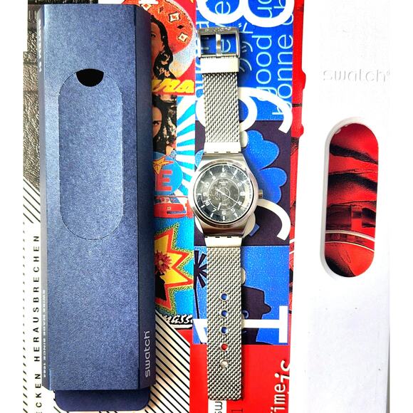 Swatch Watch SISTEM MECHE YIS418M 2018 Sistem51 Irony New In Box Milanese Band - Picture 13 of 14